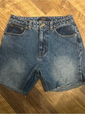 Vtg Cavalli Class Shorts Womens 26 Blue High Rise Denim Frayed Hem